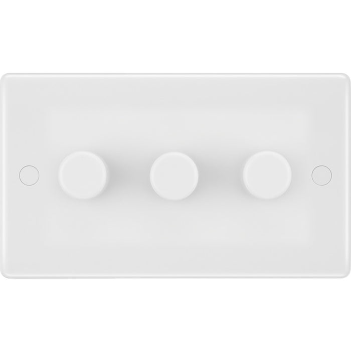 BG 883 White Round Edge 2-Way Triple Trailing Edge Dimmer Push On/Off - westbasedirect.com