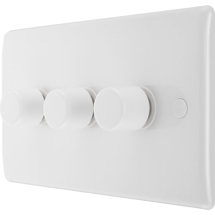 BG 883 White Round Edge 2-Way Triple Trailing Edge Dimmer Push On/Off - westbasedirect.com