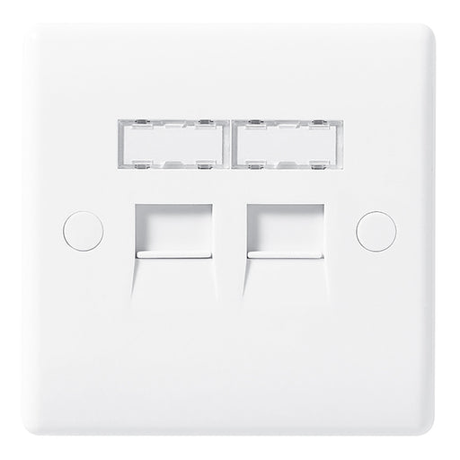 BG 8RJ45/2 White Round Edge RJ45 Double Data Outlet Socket (Screw) - westbasedirect.com
