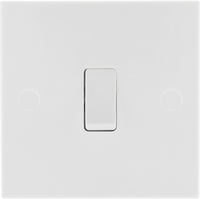 BG 911 White Square Edge One Way Single Light Switch 10A