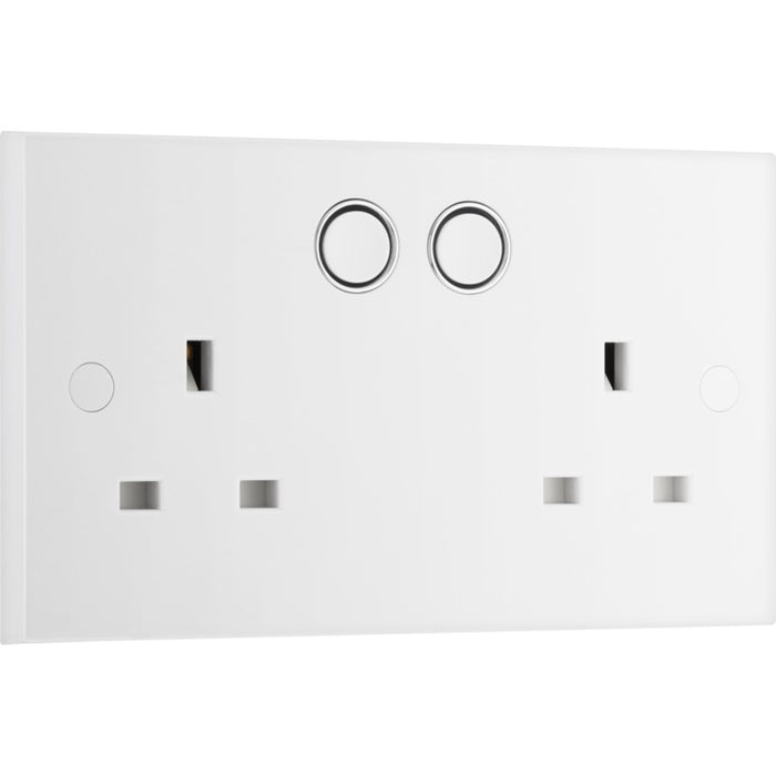 BG 922/HC White Moulded Square Edge Double Switched 13A Power Socket with Smart Home Control - westbasedirect.com