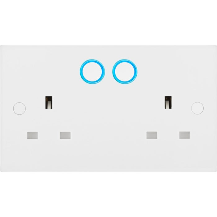 BG 922/HC White Moulded Square Edge Double Switched 13A Power Socket with Smart Home Control - westbasedirect.com