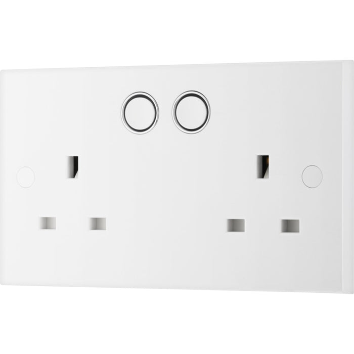 BG 922/HC White Moulded Square Edge Double Switched 13A Power Socket with Smart Home Control - westbasedirect.com