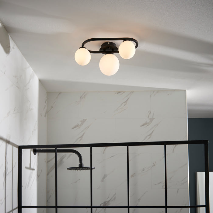 Endon 93524 Pulsa 3lt Semi flush Matt black & matt white glass 3 x 3W LED G9 (Required) - westbasedirect.com