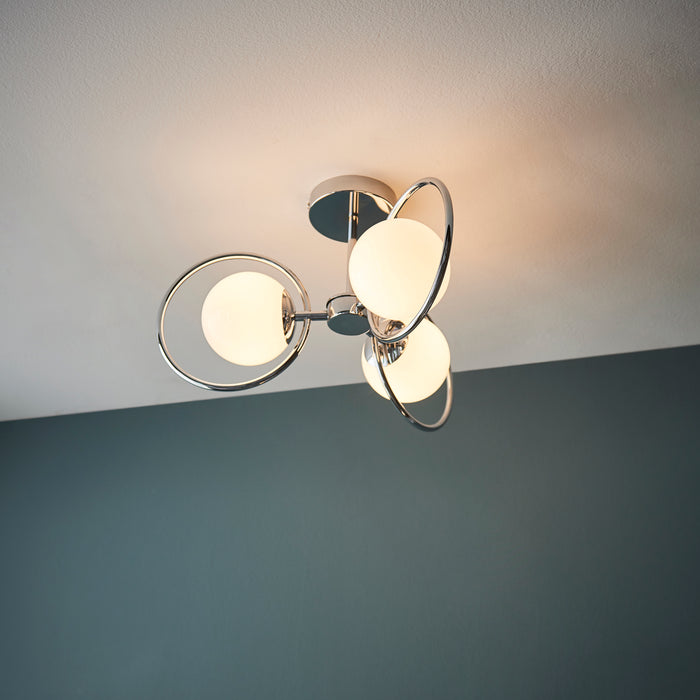 Endon 93902 Orb 3lt Semi flush Chrome plate & opal glass 3 x 3W LED G9 (Required) - westbasedirect.com