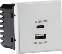 Knightsbridge NETUSBPDWH Dual USB Charger A+C (18W QC/45W USB-PD) 50x50mm - White