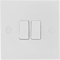 BG 942 White Square Edge Double Light Switch 10A