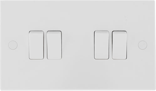 BG 944 White Square Edge Quad Light Switch 10A - westbasedirect.com