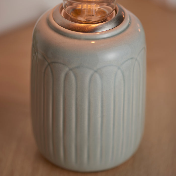 Endon 94506 Olivia 1lt Table Thyme glaze & satin nickel plate 10W LED E27 (Required) - westbasedirect.com