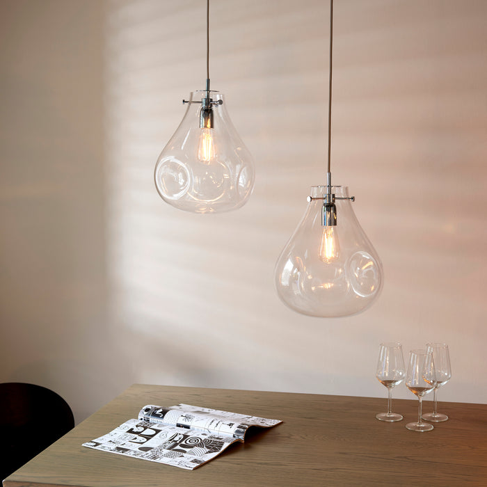 Endon 94521 Utopia 1lt Pendant Clear glass & chrome plate 40W E27 GLS (Required) - westbasedirect.com