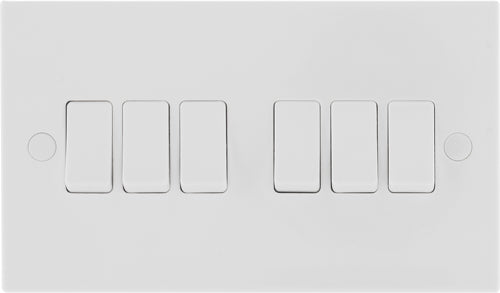 BG 946 White Square Edge Hexa Light Switch 10A - westbasedirect.com