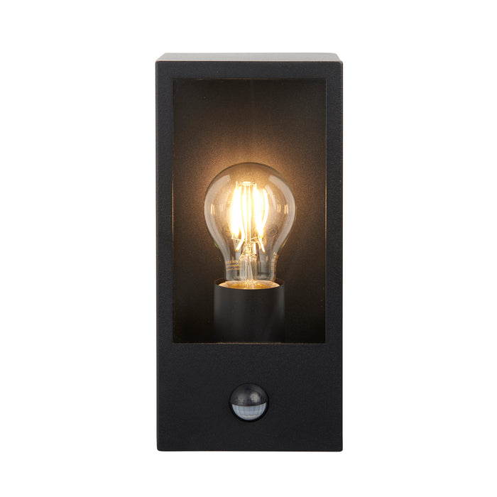 Endon 94995 Oxford PIR 1lt Wall Matt black & clear glass 10W LED E27 (Required) - westbasedirect.com