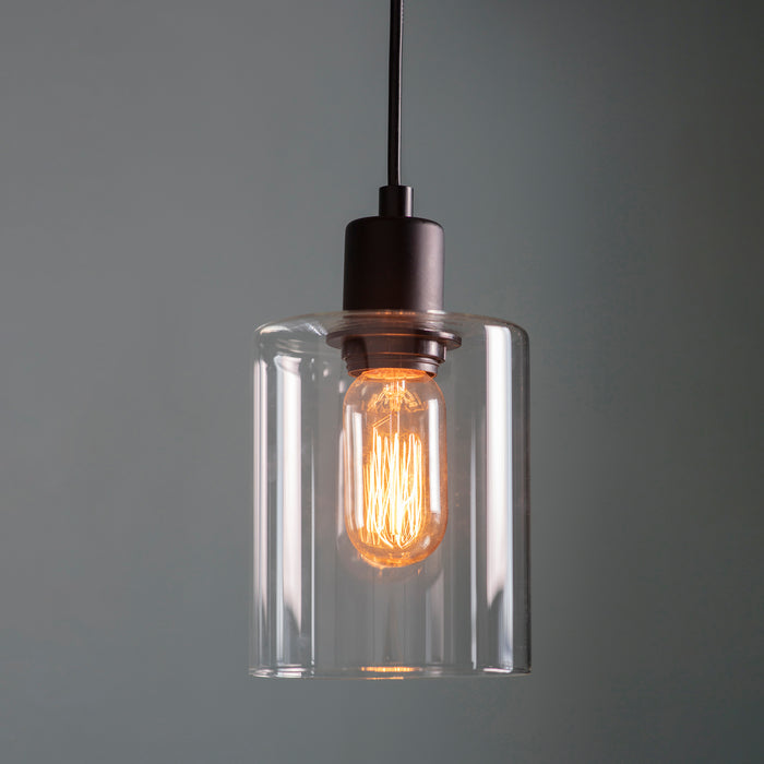 Endon 95472 Toledo 1lt Pendant Matt black & clear glass 10W LED E27 (Required) - westbasedirect.com
