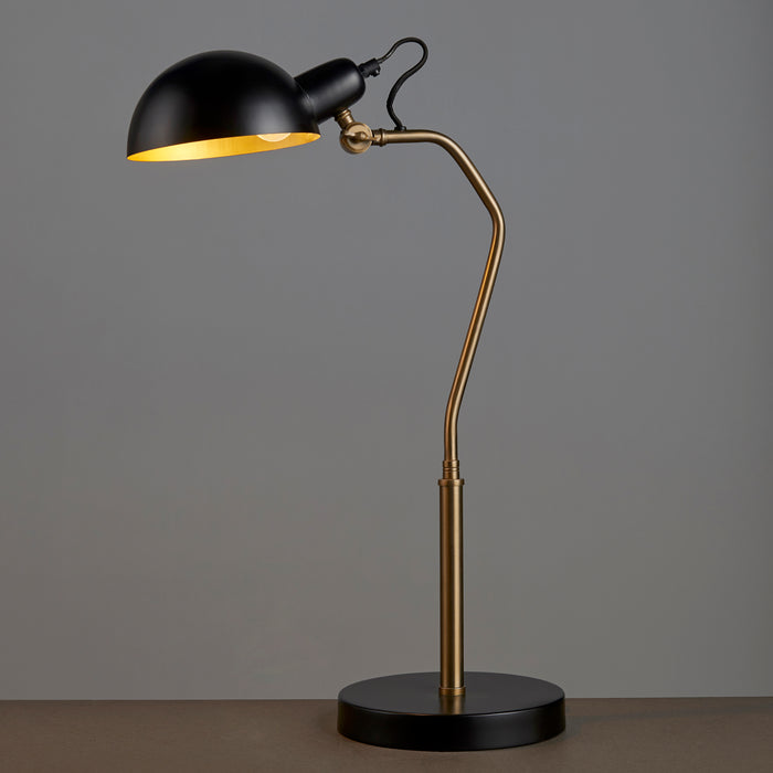 Endon 95478 Largo 1lt Table Satin black & aged brass paint 7W LED E14 (Required) - westbasedirect.com