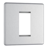 BG FBSEMS1 Flatplate Screwless Single Euro Module Faceplate - Brushed Steel