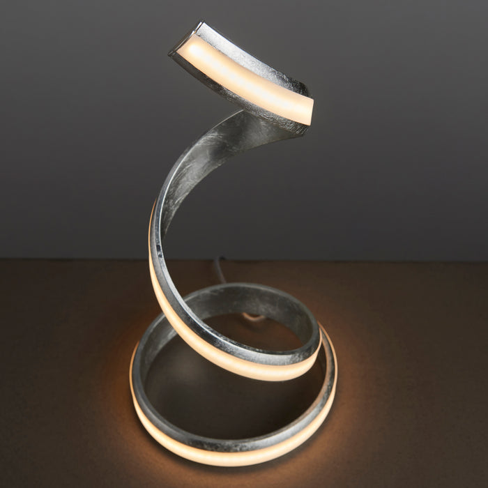 Endon 95844 Aria 1lt Table Silver leaf & white acrylic 18W LED tape module (SMD 2835) Warm White - westbasedirect.com