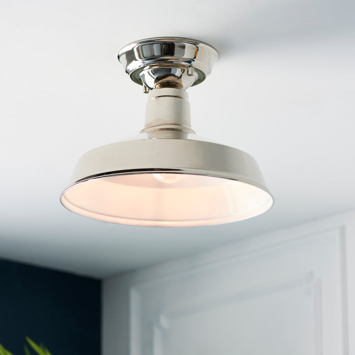 Endon 96181 Darton 1lt Semi flush Bright nickel plate 10W LED E27 (Required) - westbasedirect.com