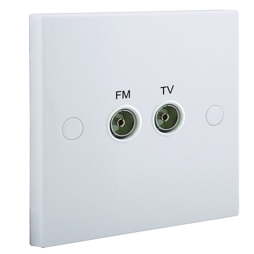BG 966 White Square Edge Diplex TV/FM Socket - westbasedirect.com