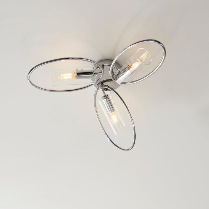 Endon 96833 Amari 3lt Semi flush Chrome plate & clear glass 3 x 6W LED E14 (Required) - westbasedirect.com