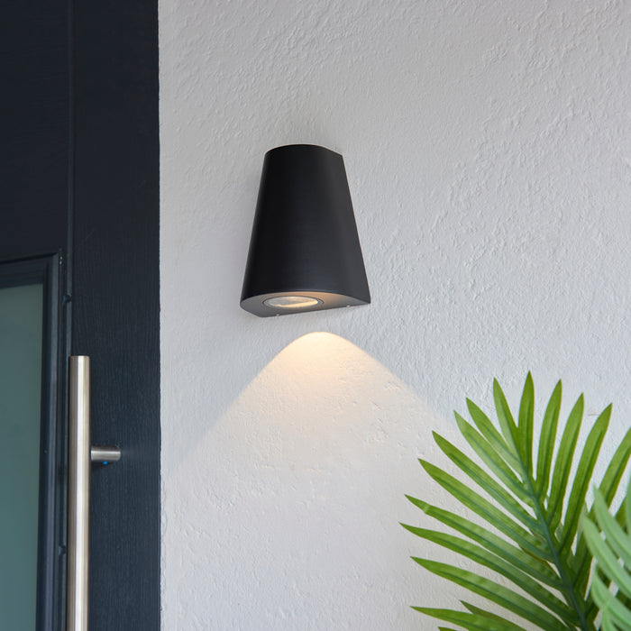 Endon 96904 Helm 1lt Wall Textured black & clear glass 2W LED (SMD 3528) Warm White - westbasedirect.com