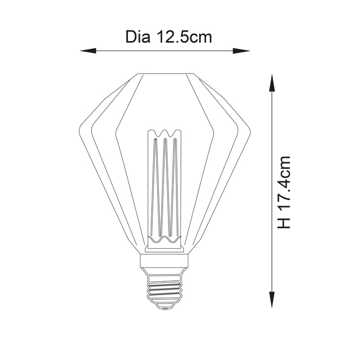 Endon 97176 Facett 1lt Accessory Amber glass 2.5W LED E27 Warm White - westbasedirect.com