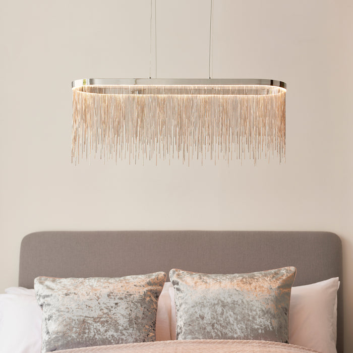Endon 97214 Orphelia 1lt Pendant Chrome plate & silver effect chain 26.36W LED (SMD 2835) Warm White - westbasedirect.com