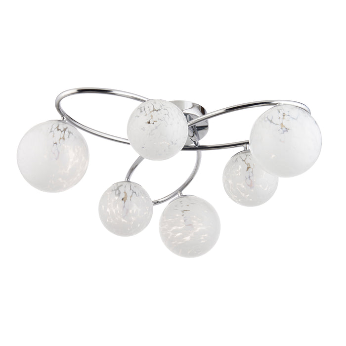 Endon 97232 Maye 6lt Semi flush Chrome plate & white confetti glass 6 x 3W LED G9 (Required) - westbasedirect.com