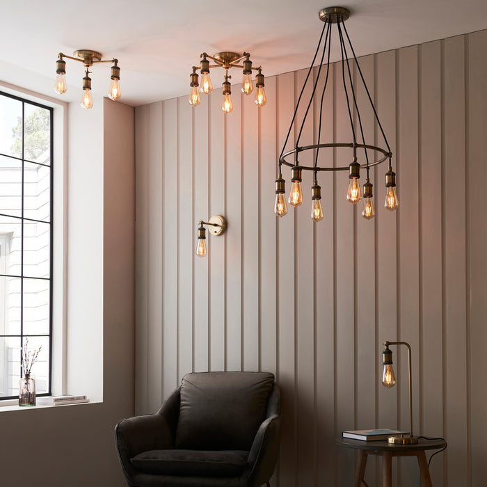 Endon 97243 Hal 3lt Semi flush Antique brass plate 3 x 10W LED E27 (Required) - westbasedirect.com