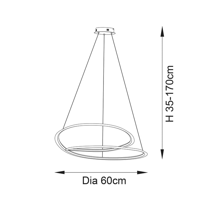 Endon 97606 Staten 1lt Pendant Textured black & white silicone 42W LED tape module (SMD 2835) Warm White - westbasedirect.com