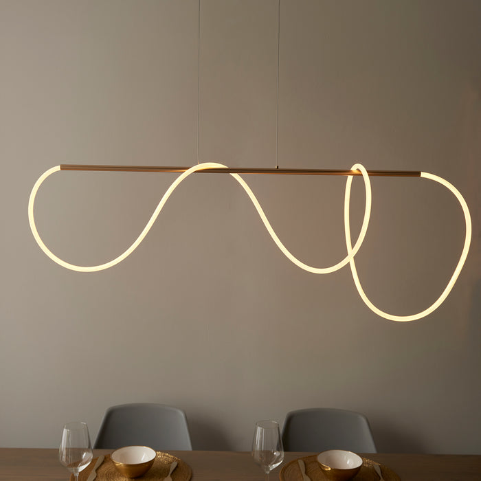 Endon 97629 Attalea 1lt Pendant Satin gold paint & white silicone 43.7W LED tape module (SMD 2835) Warm White - westbasedirect.com