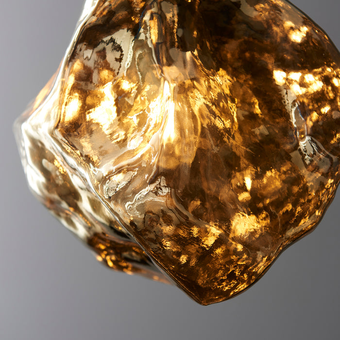 Endon 97656 Rock 1lt Pendant Bronze metallic glass & chrome plate 10W LED E27 (Required) - westbasedirect.com
