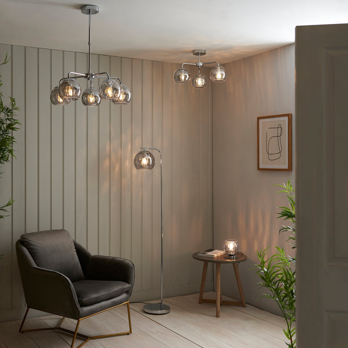 Endon 97971 Dimple 3lt Semi flush Chrome plate & smoked mirror glass 3 x 7W LED E14 (Required) - westbasedirect.com