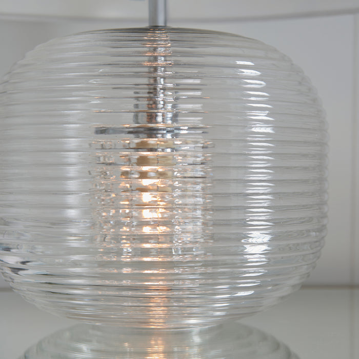 Endon 98086 Westcombe 2lt Table Ribbed bubble glass & vintage white fabric 10W LED E27 & 7W LED E14 (Required) - westbasedirect.com