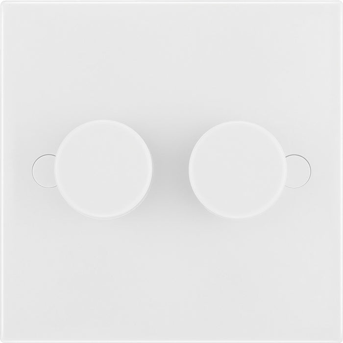 BG 982 White Square Edge 2-Way Double Trailing Edge Dimmer Push On/Off - westbasedirect.com