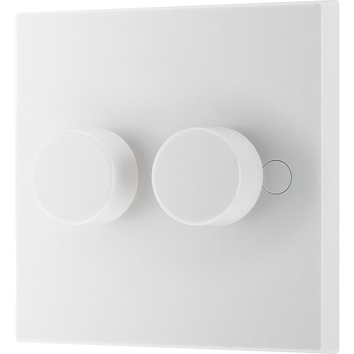 BG 982 White Square Edge 2-Way Double Trailing Edge Dimmer Push On/Off - westbasedirect.com
