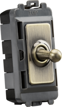 Knightsbridge GDM05TOGAB 20AX Intermediate Grid Toggle Switch - Antique Brass