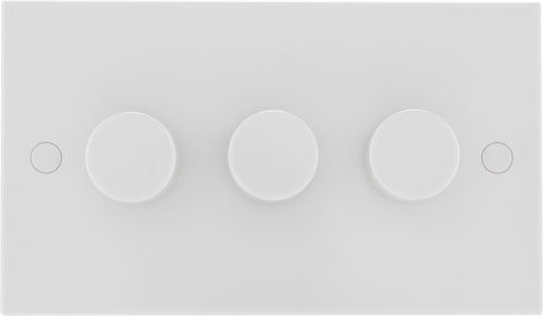 BG 983P White Square Edge 2-Way Triple Leading Edge Dimmer Push On/Off - westbasedirect.com