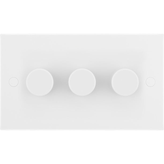 BG 983 White Square Edge 2-Way Triple Trailing Edge Dimmer Push On/Off - westbasedirect.com