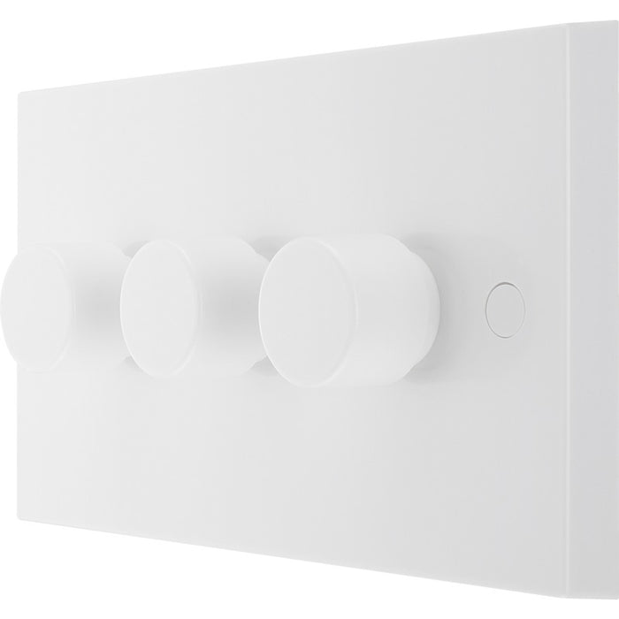 BG 983 White Square Edge 2-Way Triple Trailing Edge Dimmer Push On/Off - westbasedirect.com