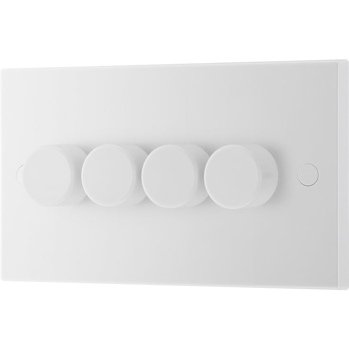 BG 984 White Square Edge 2-Way Quad Trailing Edge Dimmer Push On/Off - westbasedirect.com