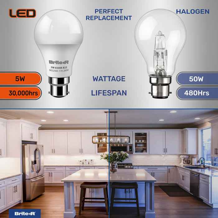 Brite-R 5W B22 BC GLS LED Bulb Cool White 6500K - westbasedirect.com