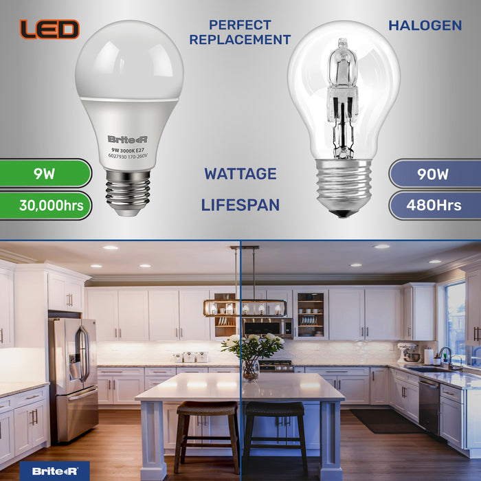 Brite-R 9W E27 ES GLS LED Bulb Warm White 3000K - westbasedirect.com