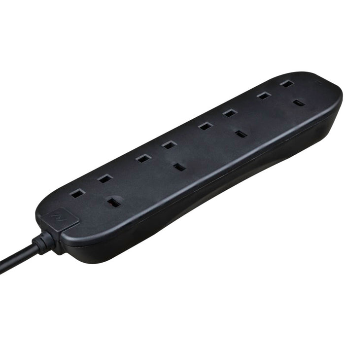 Masterplug 4 Socket 2m 13A Extension Lead Black - westbasedirect.com