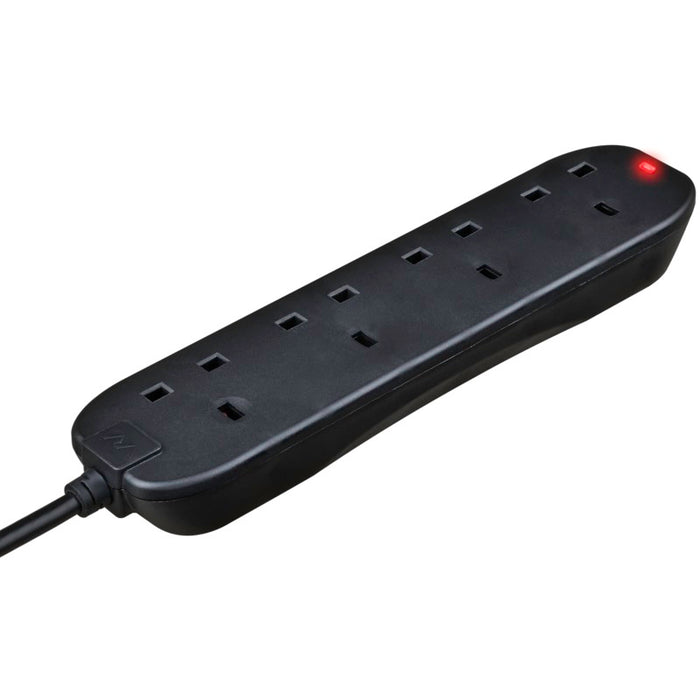 Masterplug 4 Socket 2m 13A Extension Lead Black - westbasedirect.com