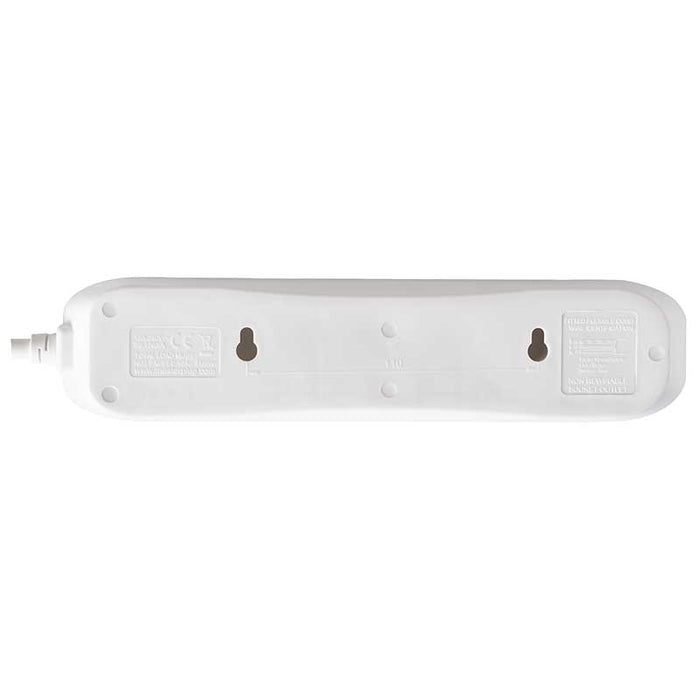 Masterplug 4 Socket 3m 13A Extension Lead White - westbasedirect.com