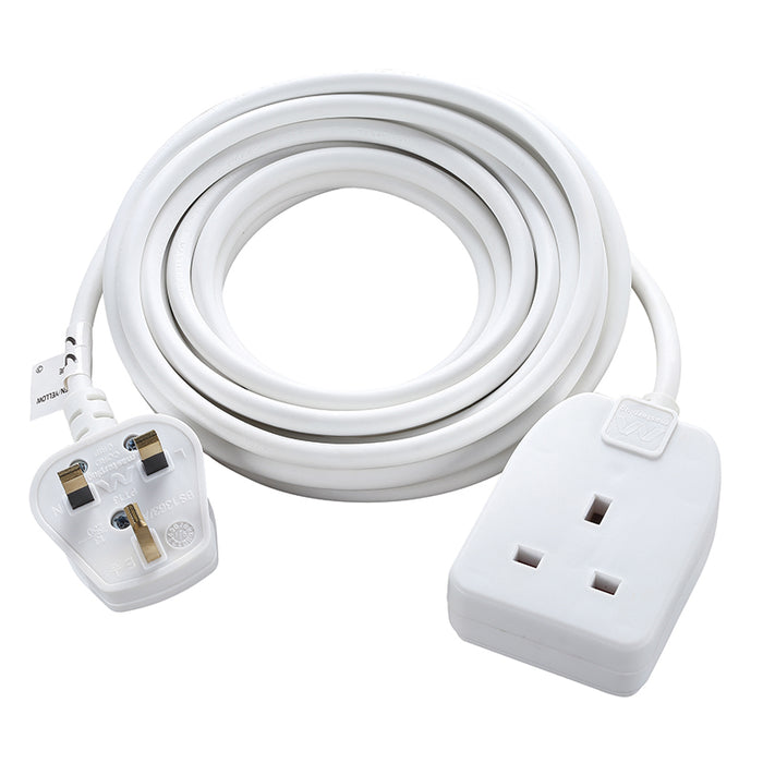Masterplug 1 Socket 10m 13A Extension Lead White - westbasedirect.com