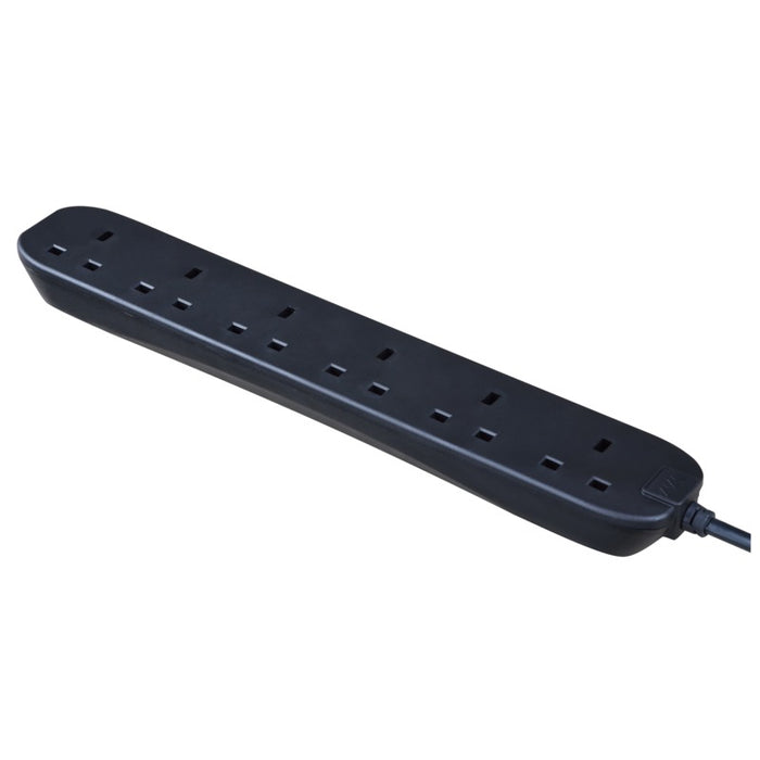 Masterplug 6 Socket 2m 13A Extension Lead Black - westbasedirect.com