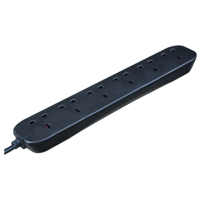 Masterplug 6 Socket 2m 13A Extension Lead Black - westbasedirect.com