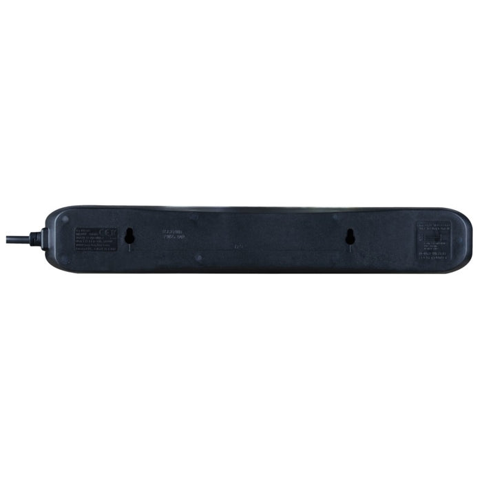 Masterplug 6 Socket 2m 13A Extension Lead Black - westbasedirect.com