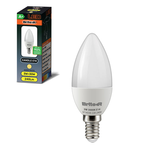 Brite-R 3W E14 SES Candle LED Bulb Warm White 3000K - westbasedirect.com